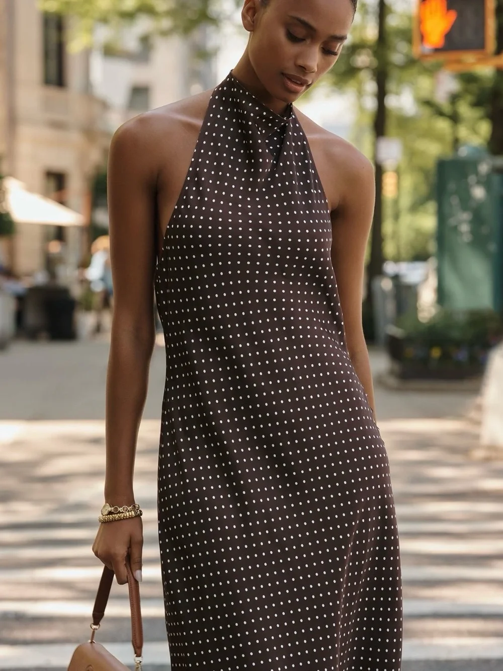 NWT. Anthropologie Maeve Jamie Satin Halter Midi Dress.